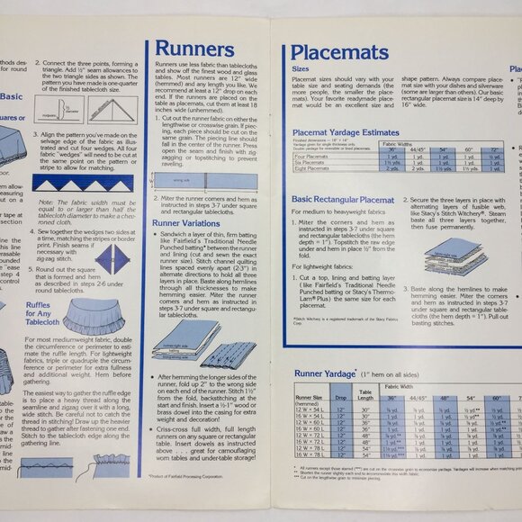 Vintage 1980 Instant Interiors Table Toppings Pattern Book Runners Cloth Napkins - Picture 4 of 5